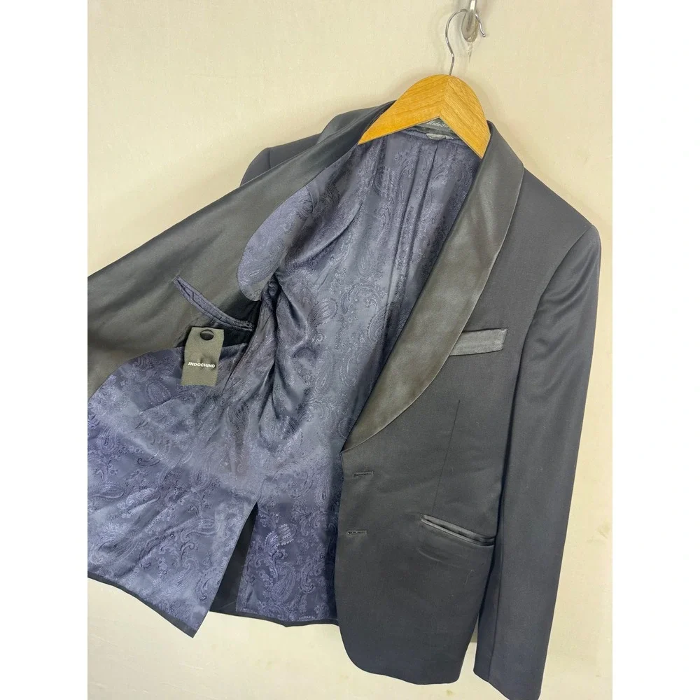 Indochino Mens 34R Wool Cashmere Silk Tuxedo Blazer Black Shawl Lapel‎ Jacket